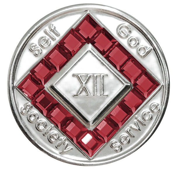 NA Girly Girl Nickel Red Square Crystals