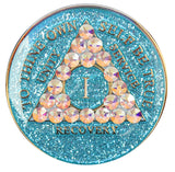 Crystallized Glitter Tri-plate Aqua Crystal AB