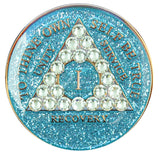 Crystallized Glitter Tri-plate Aqua Diamond