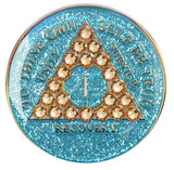 Crystallized Glitter Tri-plate Aqua Light Colorado Topaz