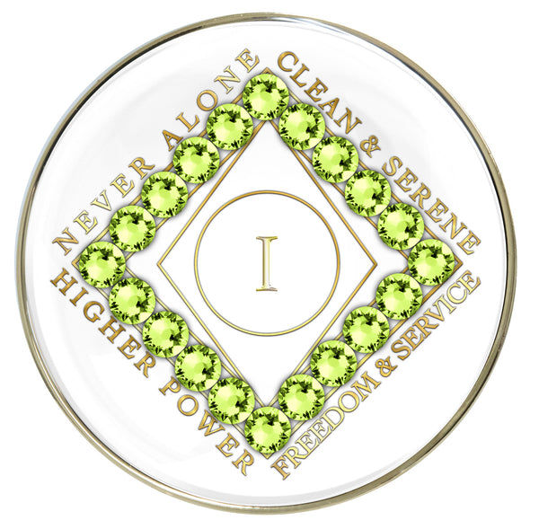 White CLEAN Time Tri-Plate with Peridot