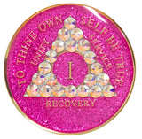 Crystallized Glitter Pink Tri-Plate Crystal AB