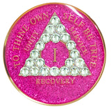 Crystallized Glitter Pink Tri-Plate Diamond