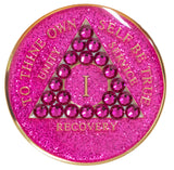 Crystallized Glitter Pink Tri-Plate Fuchsia