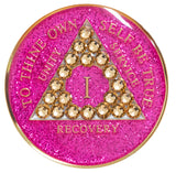 Crystallized Glitter Pink Tri-Plate Light Colorado Topaz