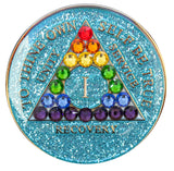 Crystallized Glitter Tri-plate Aqua LGBT Rainbow