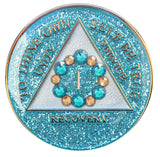 Crystallized Glitter Tri-plate Aqua Bloom