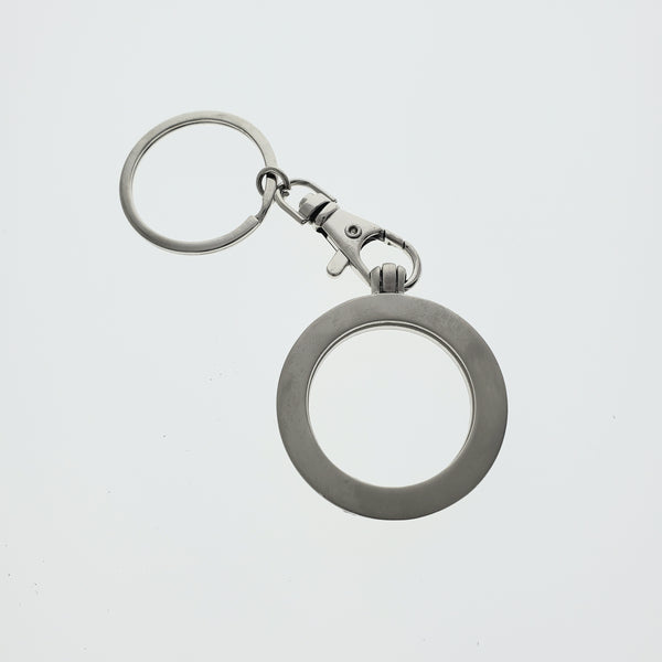 Hinged Key Chain Medallion Holder Silver Matte Finish