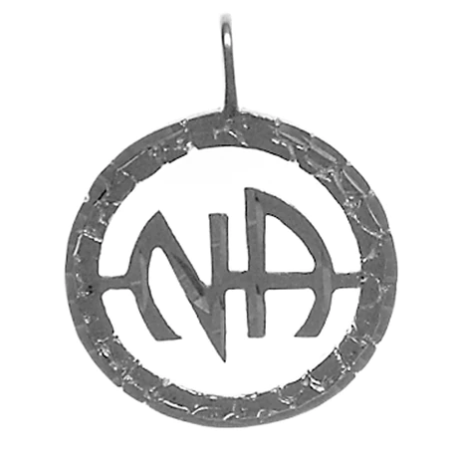 Sterling Silver Pendant, Narcotics Anonymous "NA" Initials