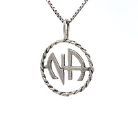 Sterling Silver Pendant, Narcotics Anonymous NA Initials in a Twist Wire Style Circle CHAIN NOT INCLUDED AND SOLD SEPARATELY