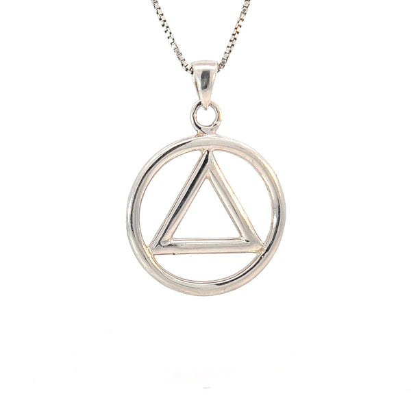 Large Sterling Silver Heavy Wire Style AA Pendant – 12-Step Recovery Jewelry-CHAIN NOT INCLUDED AND SOLD SEPARATELY