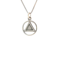 Sterling Silver AA Pendant – Textured Triangle in Smooth Circle CHAIN NOT INCLUDED AND SOLD SEPARATELY