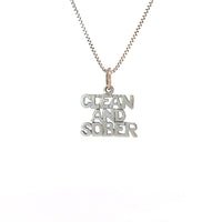 Sterling Silver, Sayings Pendant, "Clean And Sober"