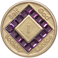 NA Bronze with Amethyst (Purple) Square Crystals