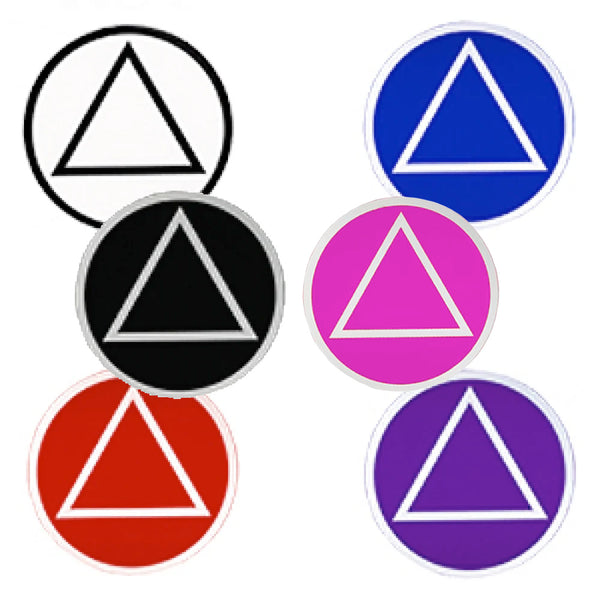 Set of 12 1-1/2" RS1 Round Alcoholics Anonymous Recovery Symbol Stickers, All 6 Different Colors