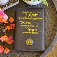 Big Book Cover | Gold Serenity Prayer | Black with Chip Mount