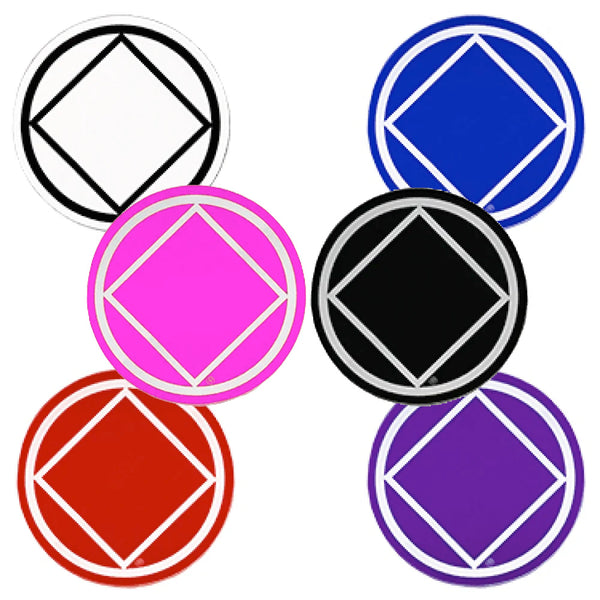 Set of 12 1-1/2; RS4 Round; NA Symbol Recovery Stickers, All 6 Different Colors