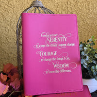 Big Book Cover | Silver Serenity Prayer | Pink