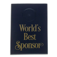 Wooden Plaque Medallion Holder Worlds Best Sponsor Black, Vertical