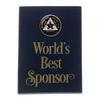 Wooden Plaque Medallion Holder Worlds Best Sponsor Black, Vertical