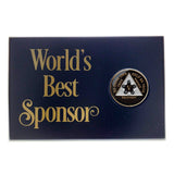 Wooden Plaque Medallion Holder Worlds Best Sponsor Black, Horizontal