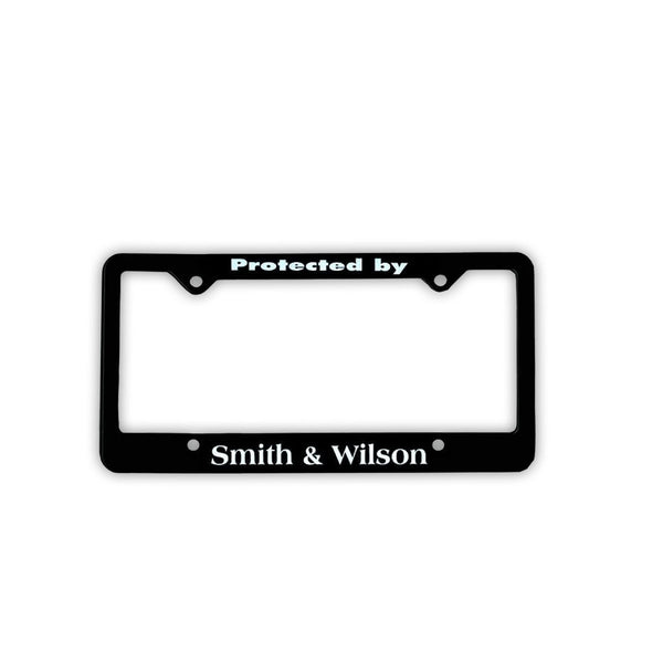 License Plate Frame, #F5,Protected by Smith & Wilson