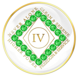 White CLEAN Time Tri-Plate with Neon Green Crystals