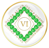 White CLEAN Time Tri-Plate with Neon Green Crystals