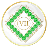 White CLEAN Time Tri-Plate with Neon Green Crystals