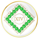 White CLEAN Time Tri-Plate with Neon Green Crystals