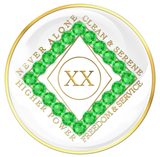 White CLEAN Time Tri-Plate with Neon Green Crystals