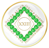 White CLEAN Time Tri-Plate with Neon Green Crystals