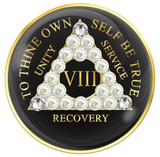 Black AA Medallion with Pearls and Crystals