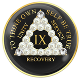 Black AA Medallion with Pearls and Crystals