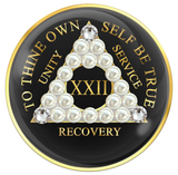 Black AA Medallion with Pearls and Crystals