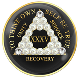 Black AA Medallion with Pearls and Crystals