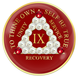 Red AA Medallion with Pearls and Crystals