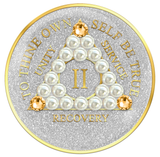 Silver Glitter AA Chip with Pearls and Light Gold Crystals