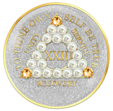 Silver Glitter AA Chip with Pearls and Light Gold Crystals