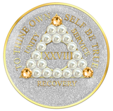Silver Glitter AA Chip with Pearls and Light Gold Crystals