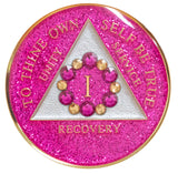 Crystallized Glitter Pink Tri-Plate Bloom