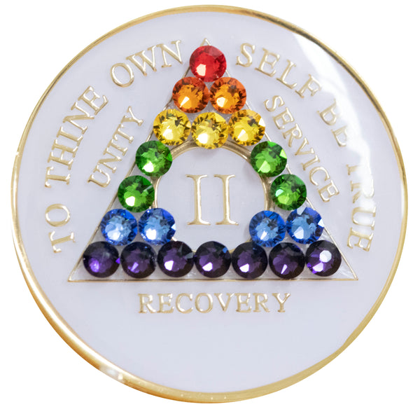 Crystallized Tri-plate White LGBT Rainbow